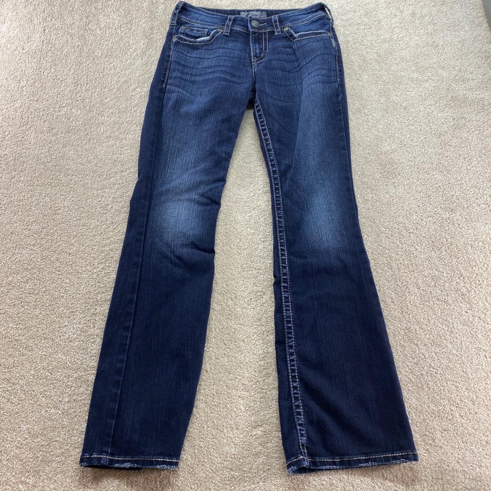 Silver Jeans Co Suki Surplus Women 27x32 Dark Wash Bootcut Denim Fits (30x31)